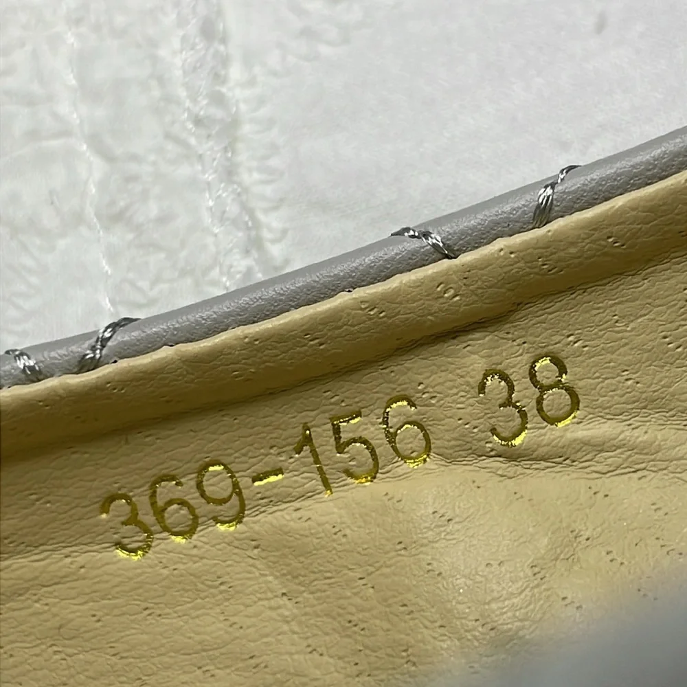 HP!! Tory Burch Gray & Gold Ballet Flats with Logo Medallion - Picture 8 of 12